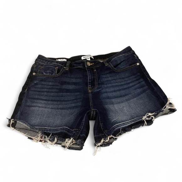Vigoss Dark Indigo Distressed Jean Shorts - Picture 1 of 4